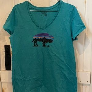 Women’s Large Patagonia Fitz Roy V-neck T-shirt (original fit)